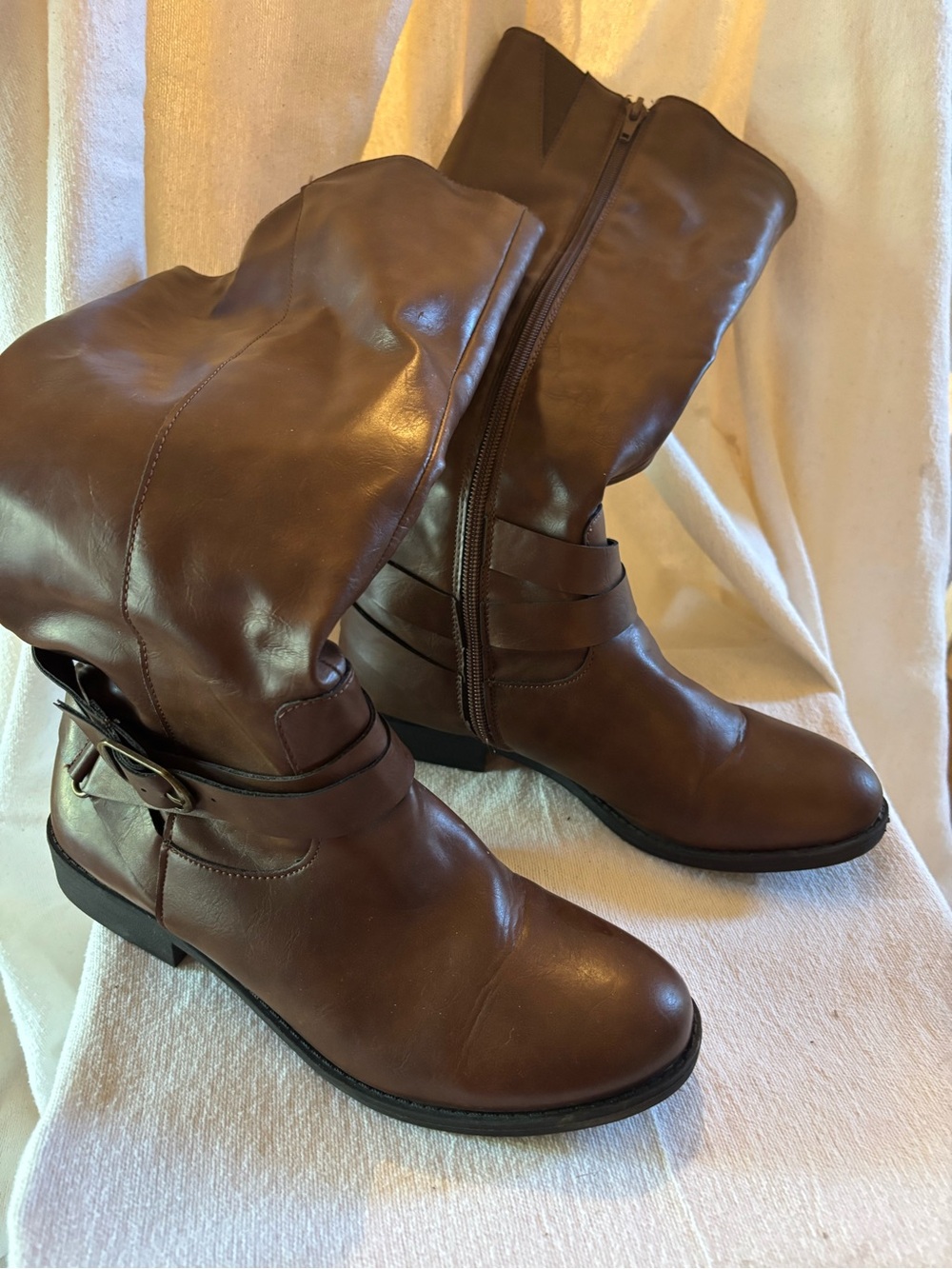 Style & Co. Brown Leather Mid-Calf Heeled Boots